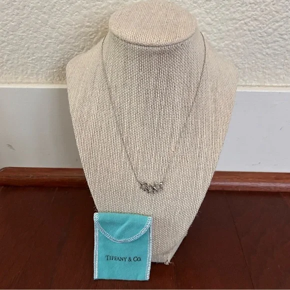 Auth Tiffany & Co. 925 Sterling Silver Triple Open Star Pendant Necklace 16" - Picture 3 of 11